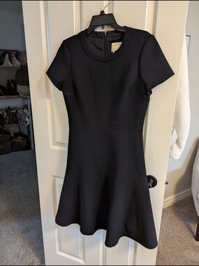 kate spade Black Short-Sleeve Fit-and-Flare Mini Dress